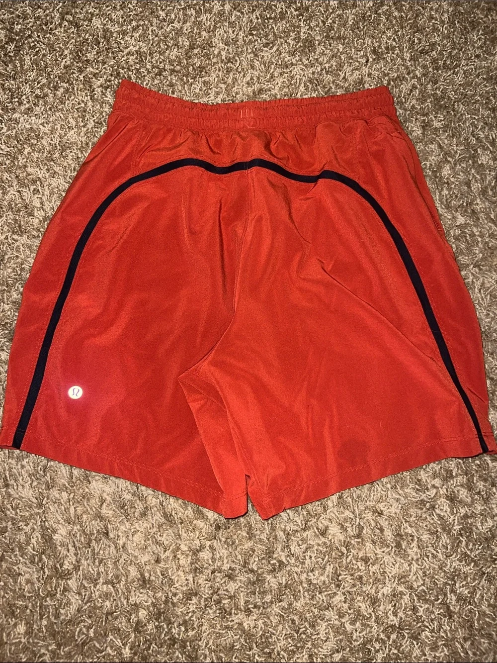 lululemon athletica Men's Orange Athletic Shorts with Black Piping